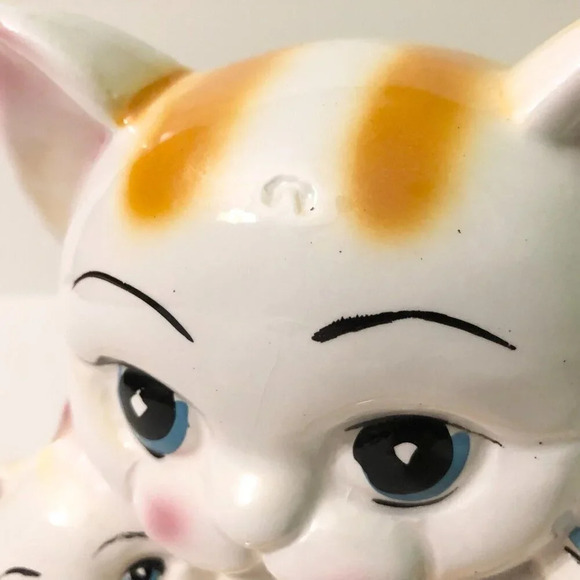 Vintage Cat Coin Bank Kittens Ceramic Figurine 8 Inch Long Kitsch - Picture 11 of 16